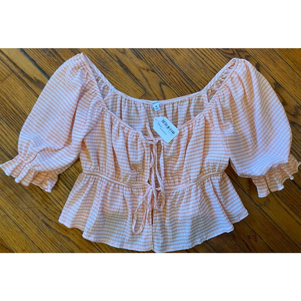 NWT Beivy Crop Top Women’s Medium Orange White Stripe $58